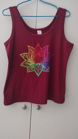 Camiseta sin mangas con estampado de loto multicol