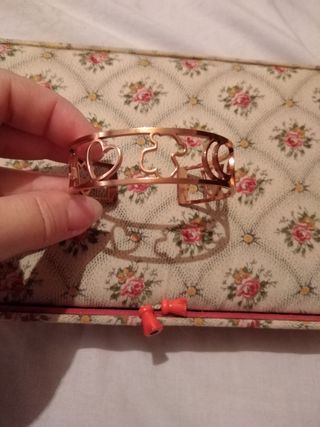 Pulsera tipo Tous Oso y Corazón Dorada