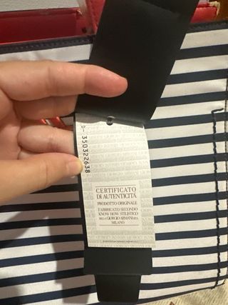 Bolso Armani Rayas Azul Blanco Nuevo con Etiqueta