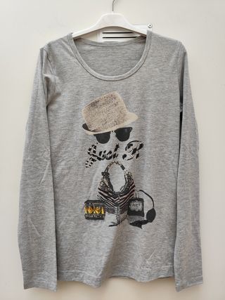 Camiseta manga larga con pedrería