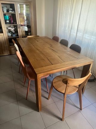 Mesa de comedor extensible de madera maciza