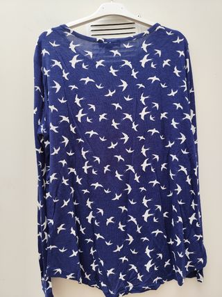 Camiseta Atmosphere manga larga golondrinas azul T