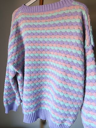 Jersey de punto rayas pastel talla 46 (1XL)