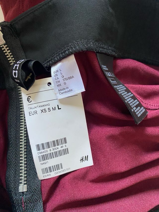 Falda H&M granate con lazo