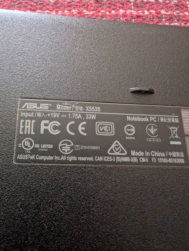 Despiece Portátil Asus X553S