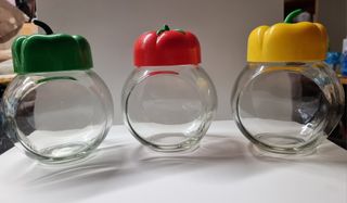 Set 3 Barattoli Vintage Vetro Plastica