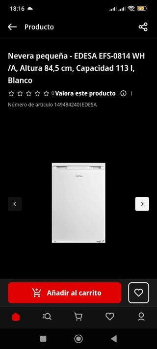 Mini nevera EDESA EFS-0814 WH