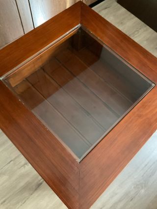 Mesa auxiliar madera maciza con cristal