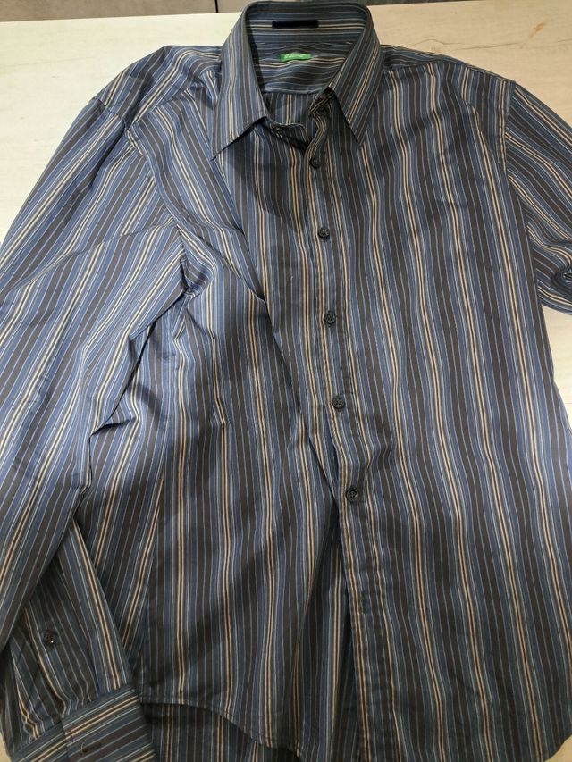 Camicia Benetton uomo manica lunga righe