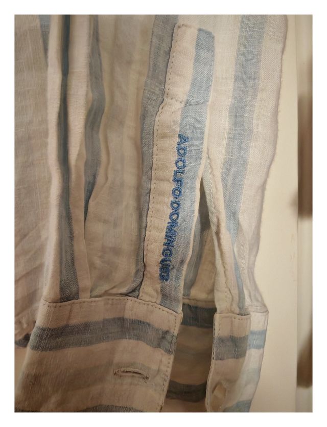 Camisa polera Lino Adolfo Domínguez Rayas Azul Tal