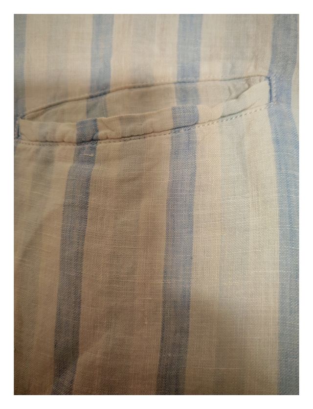 Camisa polera Lino Adolfo Domínguez Rayas Azul Tal