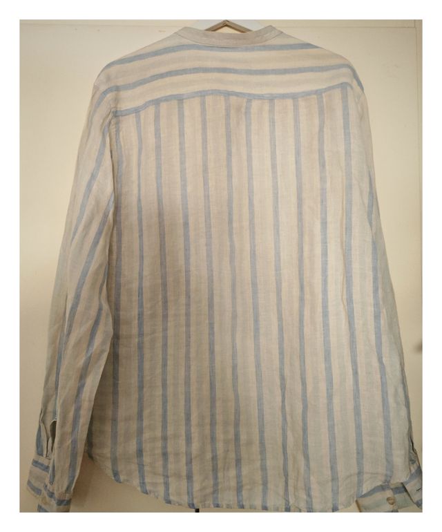 Camisa polera Lino Adolfo Domínguez Rayas Azul Tal