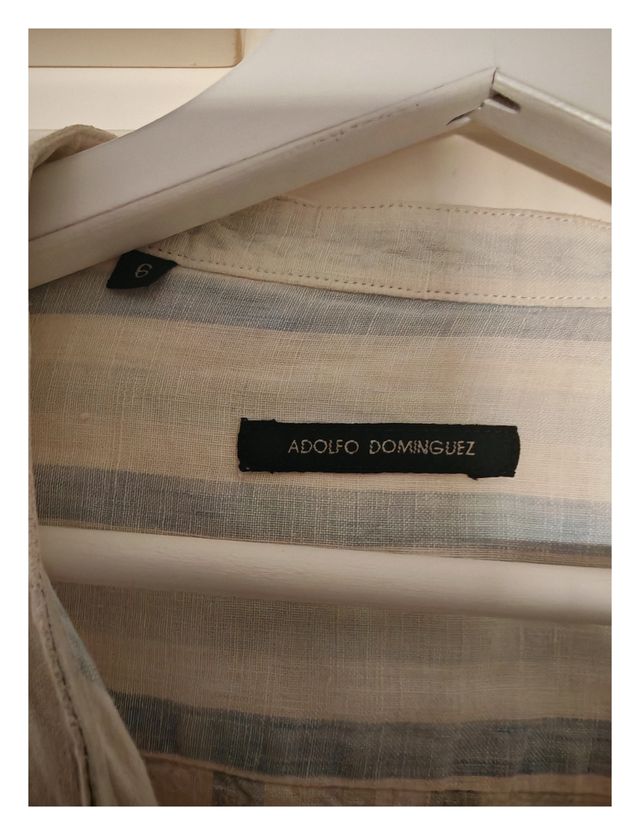 Camisa polera Lino Adolfo Domínguez Rayas Azul Tal