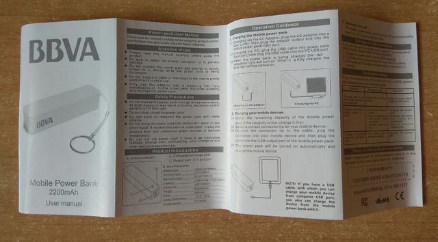 BBVA Power Bank Batería Externa 2200mAh