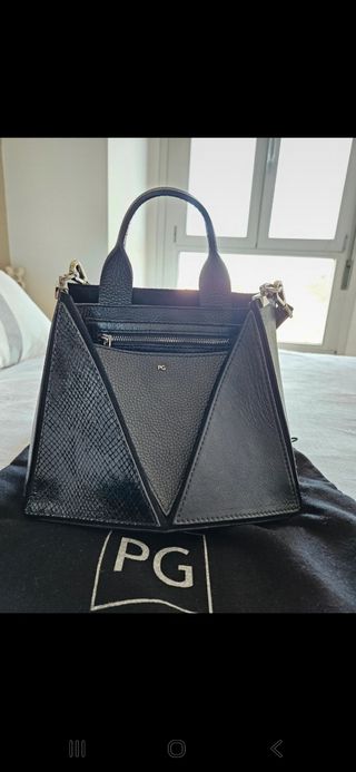 Bolso PG Negro Piel Serpiente y Liso