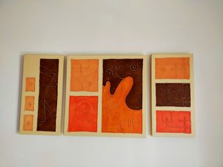 CUADRO TRIPTICO, PINTURA A MANO