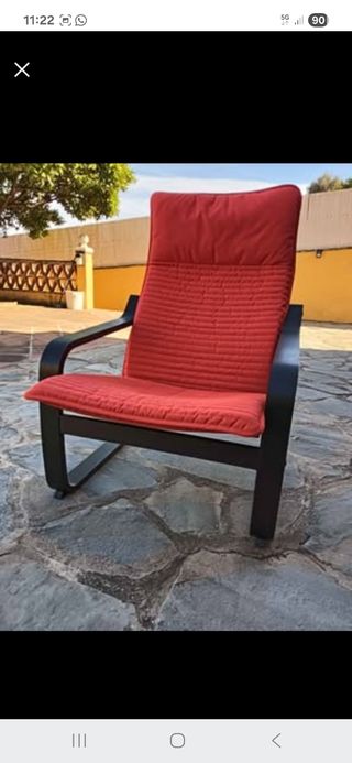 Sillón Poäng Ikea Rojo Madera