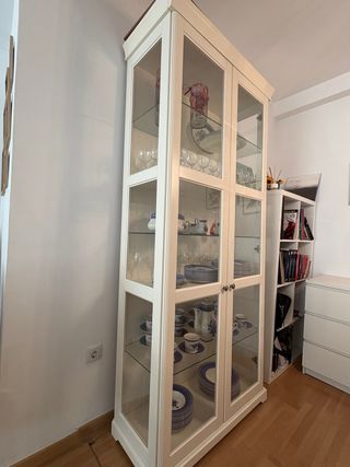 Vitrina Ikea Blanca Cristal Madera