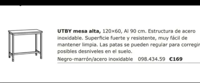 Mesa Alta Ikea UTBY + 2 Taburetes