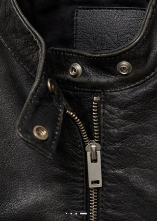 Cazadora Piel Negra Mango