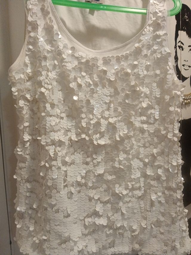 Camiseta Adolfo Domínguez blanca lentejuelas