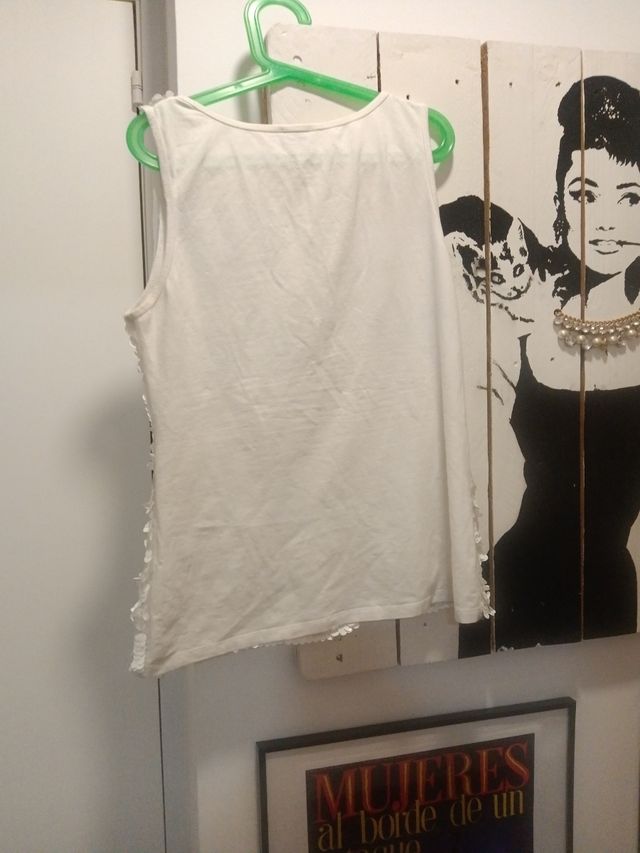 Camiseta Adolfo Domínguez blanca lentejuelas