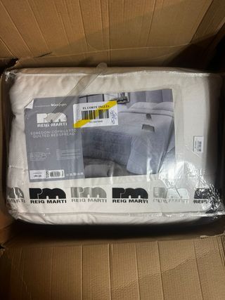 Edredón blanco y gris de poliéster