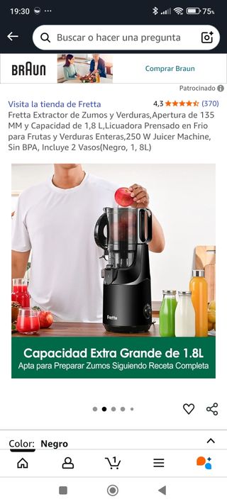 Licuadora Extractor Fretta Prensado Frío