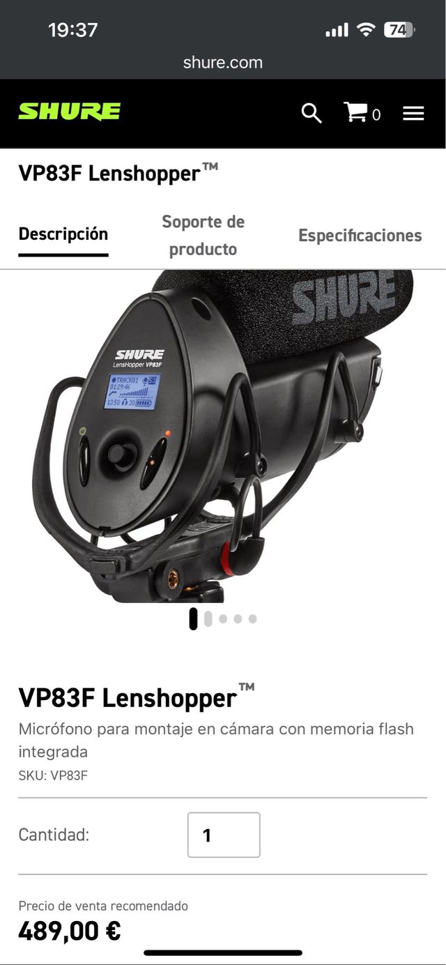 Micrófono Shure VP83F LensHopper