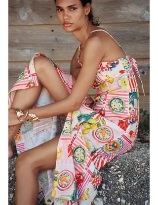 Vestido patchwork Zara multicolor.