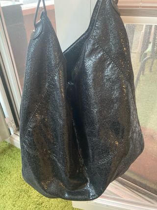 Bolso Hombro Mango Brillo Negro