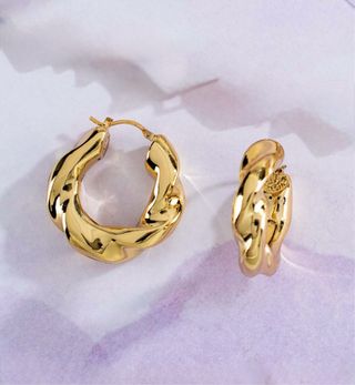 Pendientes Aros Gruesos Cierre Criolla Oro 18k
