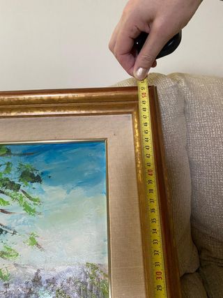 Cuadro de paisaje con marco de madera