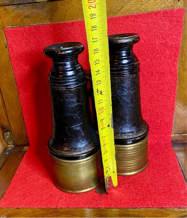 Prismáticos Antiguos  Latón y Piel JUMELLE MARINE