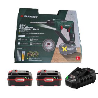 TALADRO PERCUTOR SDS PLUS CON 2 BATERÍAS 20V 4A