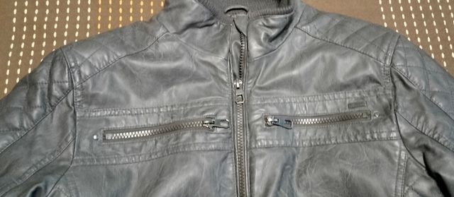 Cazadora de cuero gris niño talla 158