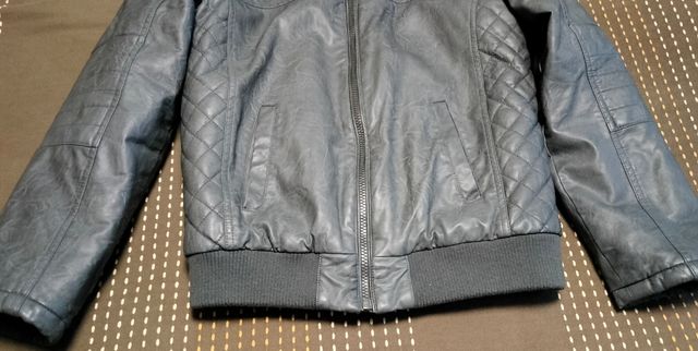 Cazadora de cuero gris niño talla 158