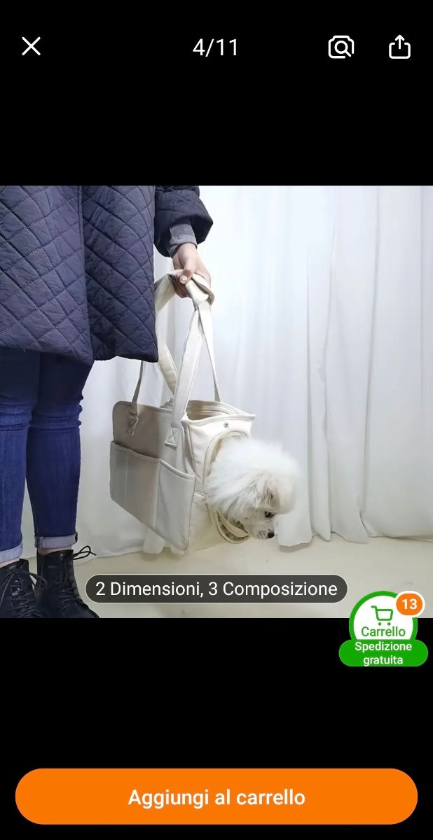 Trasportino per piccoli animali bianco