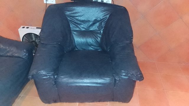 Conjunto Sofás Polipiel 3+1 Plazas Negro