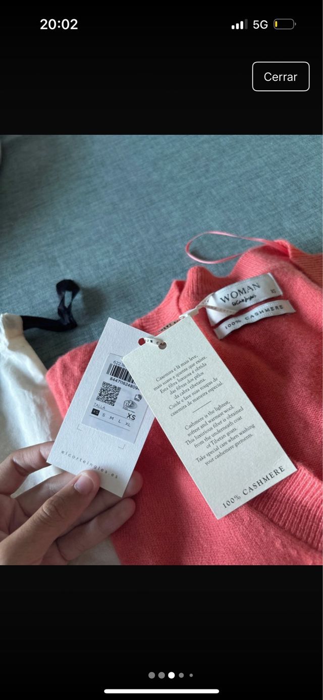 Jersey 100 por cien cashmere Corte Ingles