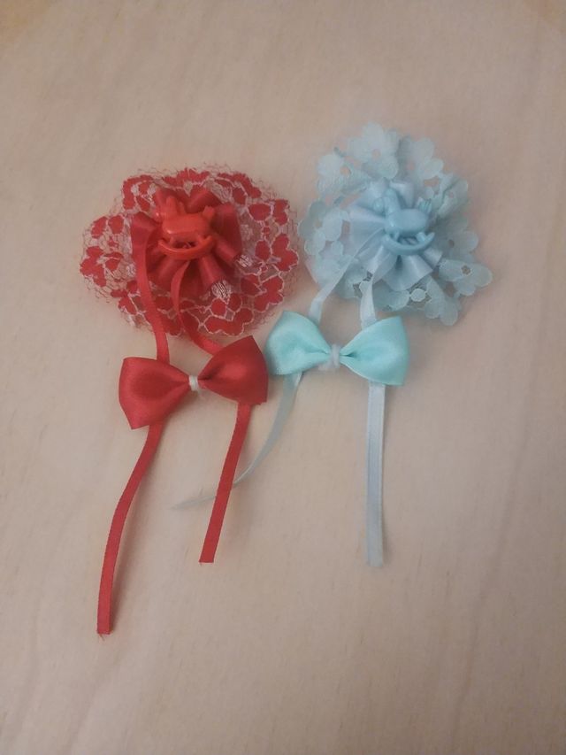 Fermagli capelli bambina rossi e celesti