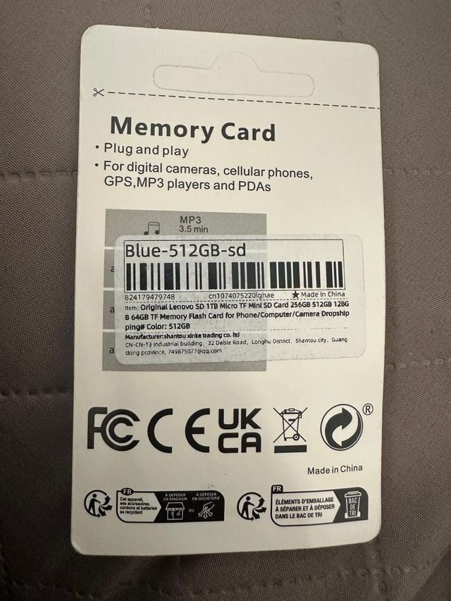 Micro SD 512 GB Lenovo Nuova Confezionata