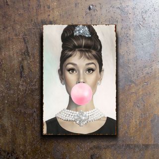 PLACA METALICA AUDREY HEPBURN CARTEL DECORATIVO