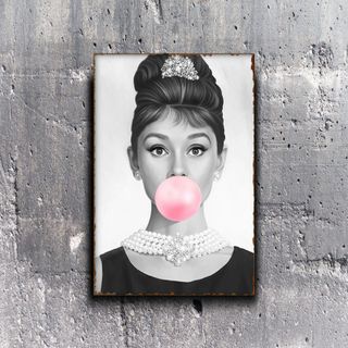 PLACA METALICA AUDREY HEPBURN CARTEL DECORATIVO