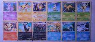 Colección de 12 cartas Pokémon Eevee Evolutions