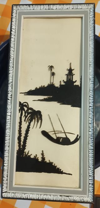 5 Marcos de Arte Oriental Vidrio Madera