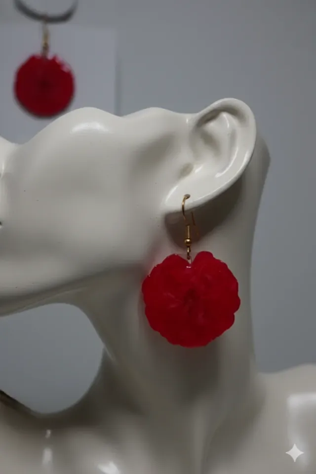 Pendientes Flor Rosa Natural Resina