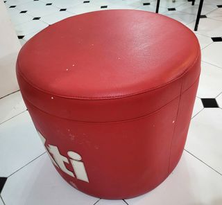 Taburete Puff Rojo Cuero Sintético