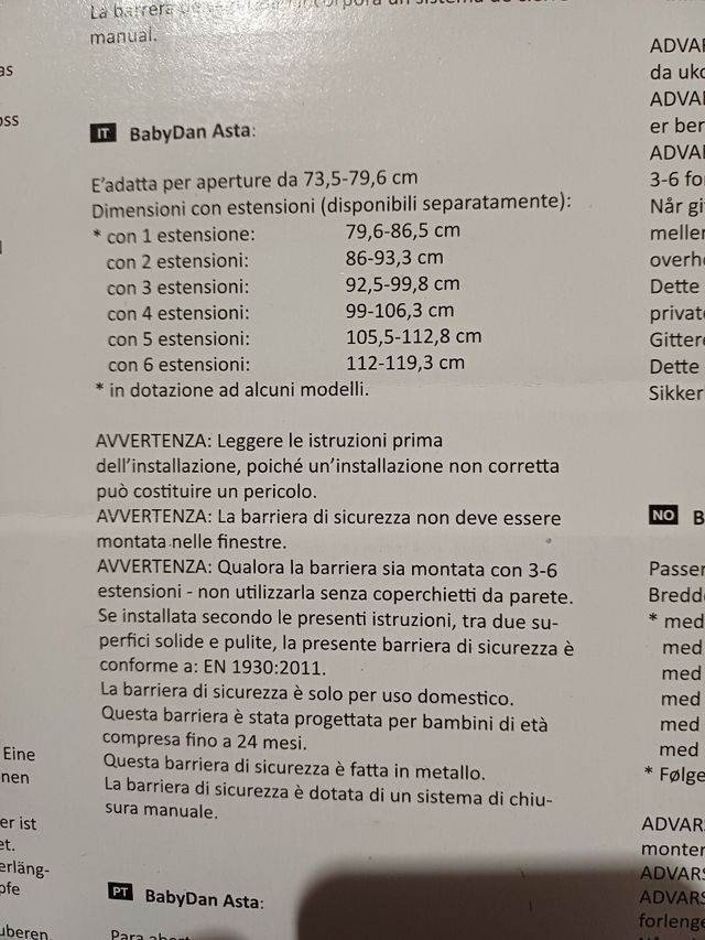 Cancelletto BabyDan Asta Con prolunghe