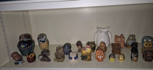 Colección de búhos decorativos